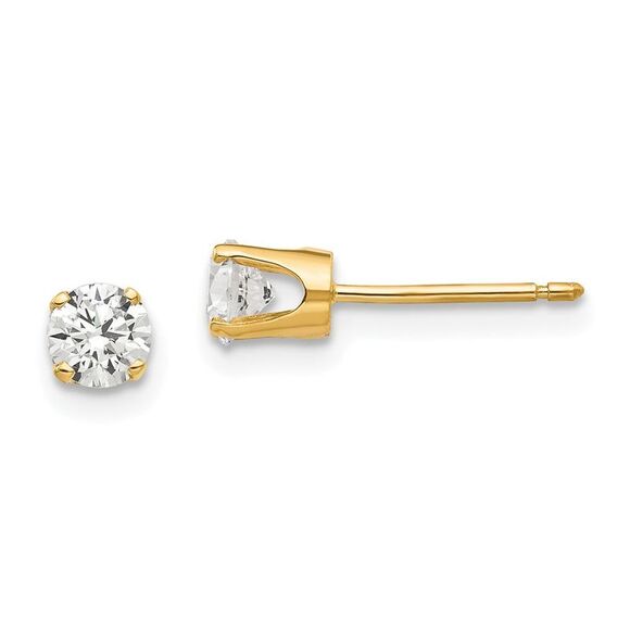 Kazi Luxury 14k Yellow Gold 4mm CZ stud earrings